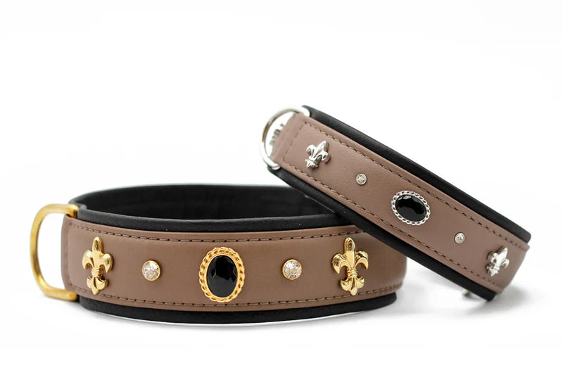 Kožený obojek Luxury Dark Diamond