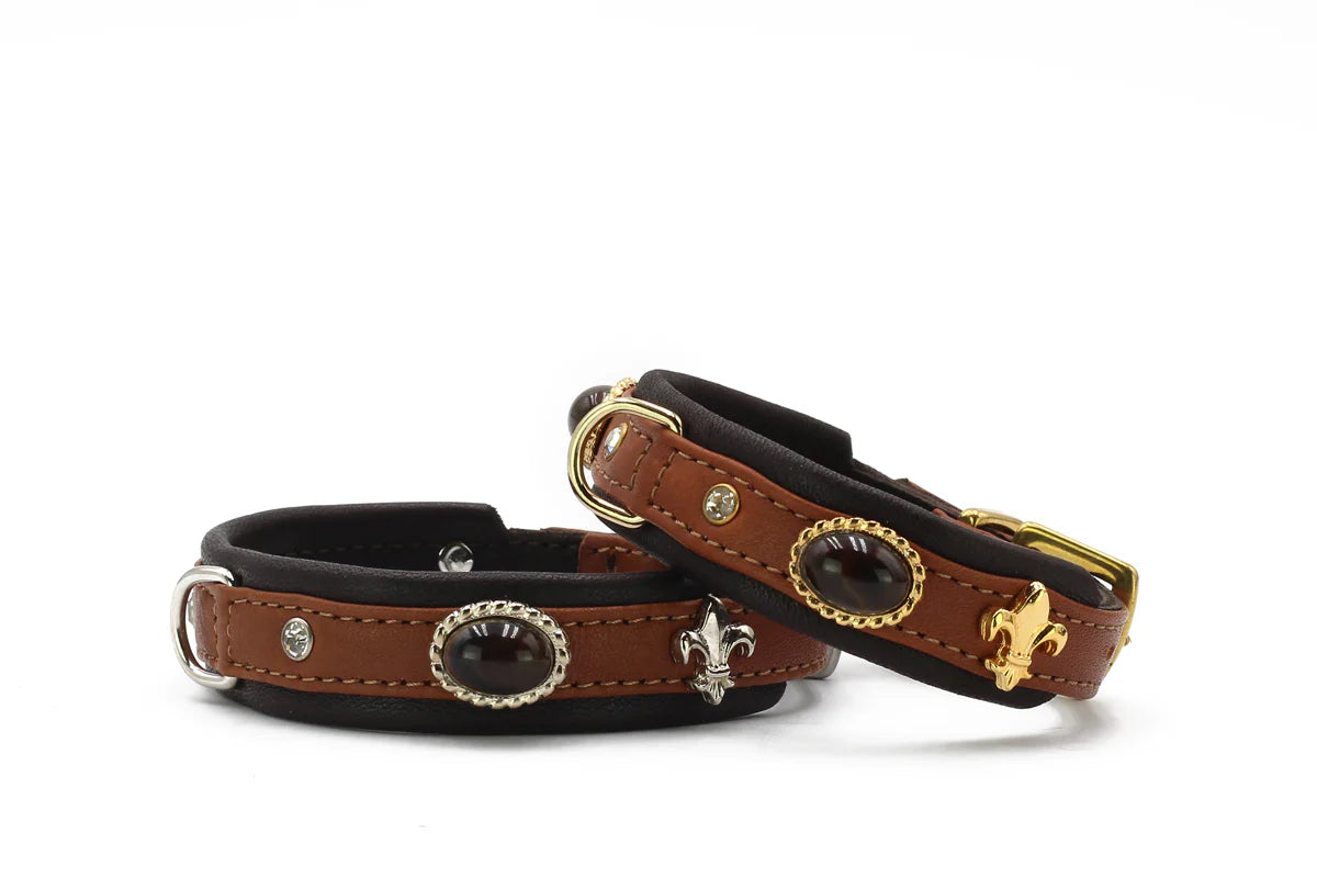 Kožený obojek Luxury Dark Diamond Mini