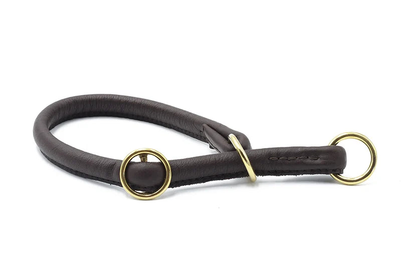 Kožený polostahovací obojek Soft Gold
