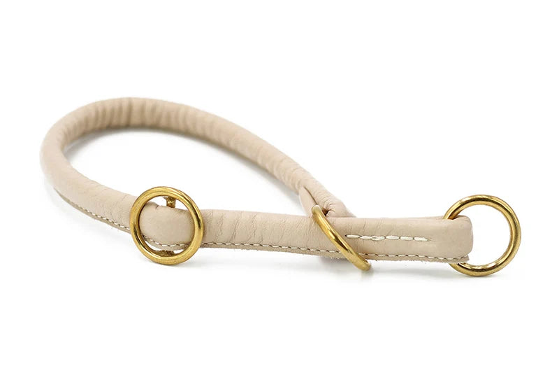 Kožený polostahovací obojek Soft Gold