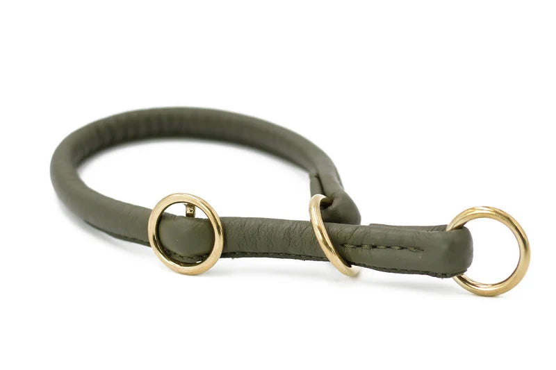 Kožený polostahovací obojek Soft Gold
