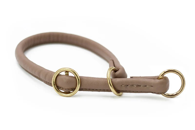 Kožený polostahovací obojek Soft Gold