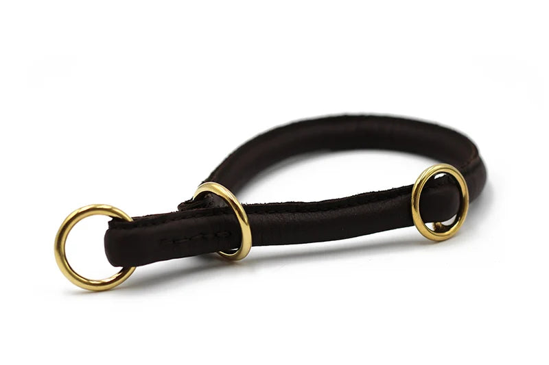 Kožený polostahovací obojek Soft Gold