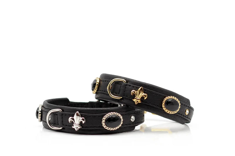 Kožený obojek Luxury Dark Diamond Mini
