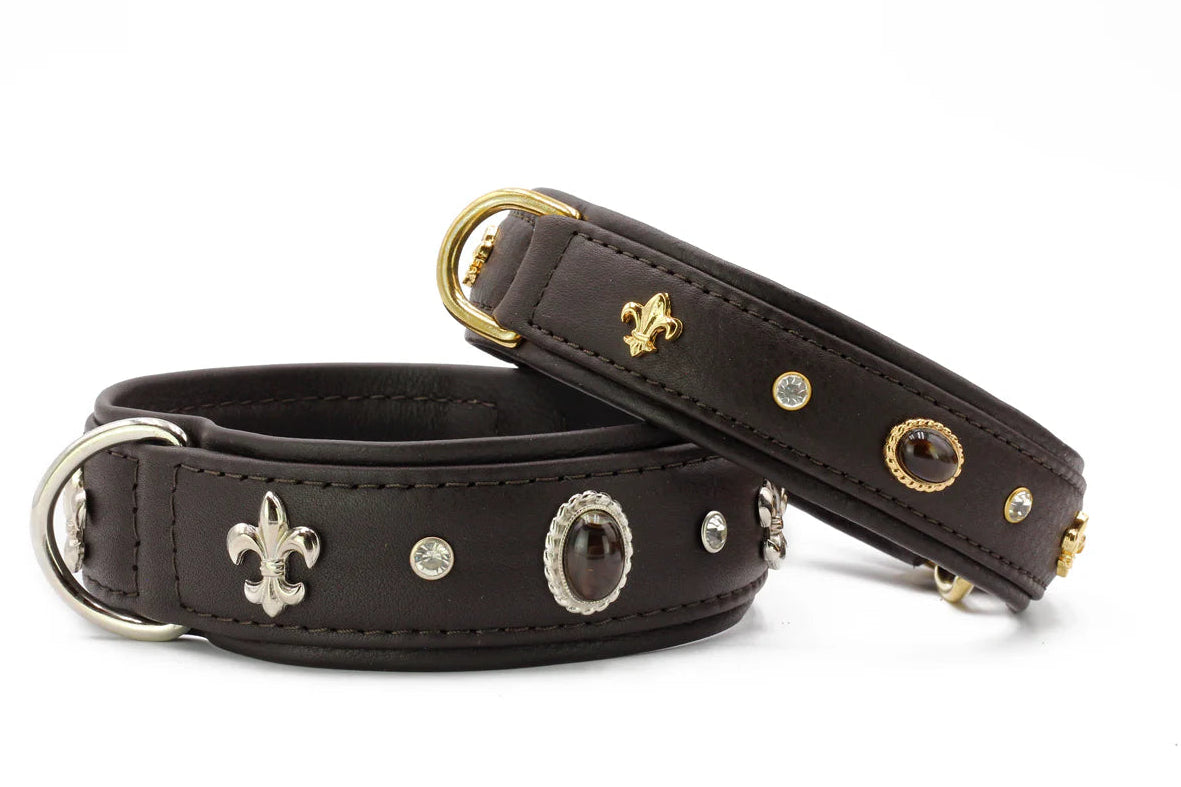 Kožený obojek Luxury Dark Diamond