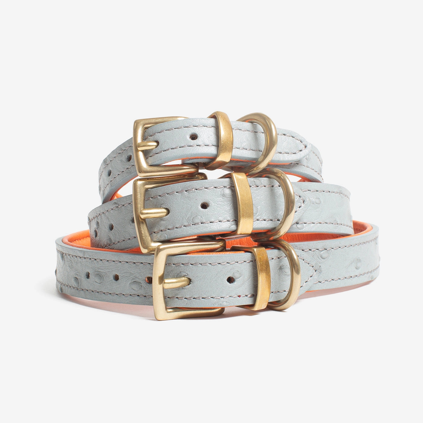 Obojek z pštrosí kůže Grey & Orange