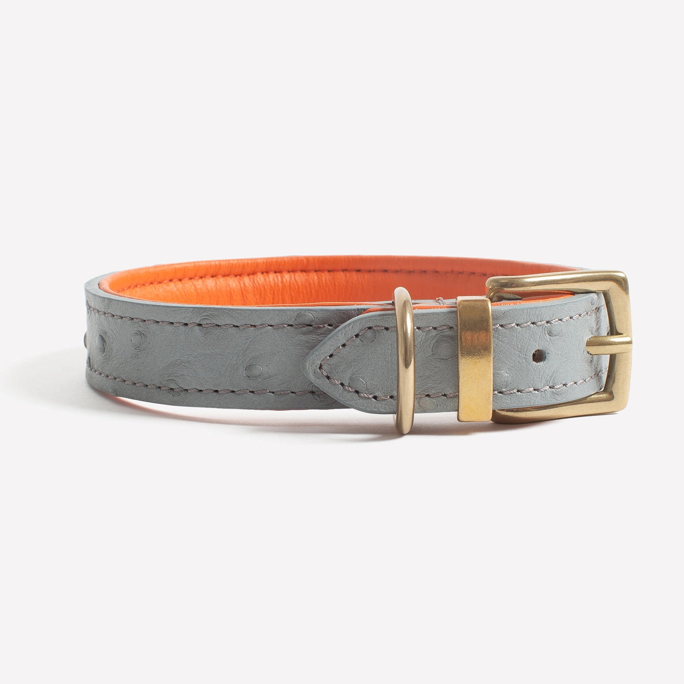 Obojek z pštrosí kůže Grey & Orange