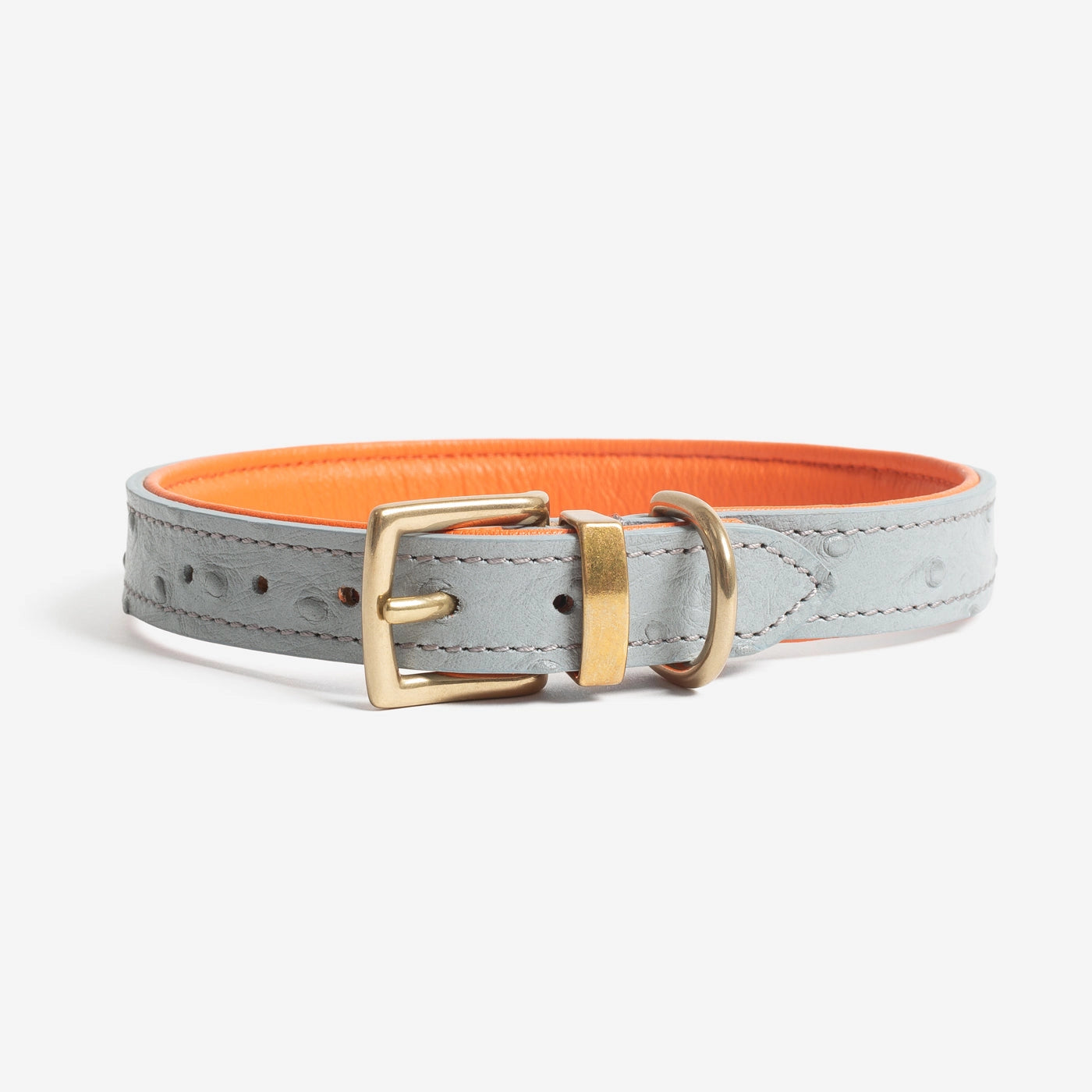 Obojek z pštrosí kůže Grey & Orange