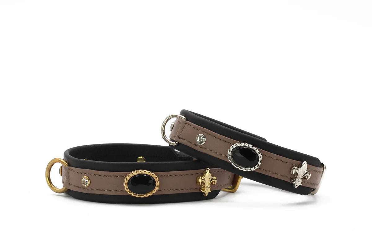 Kožený obojek Luxury Dark Diamond Mini